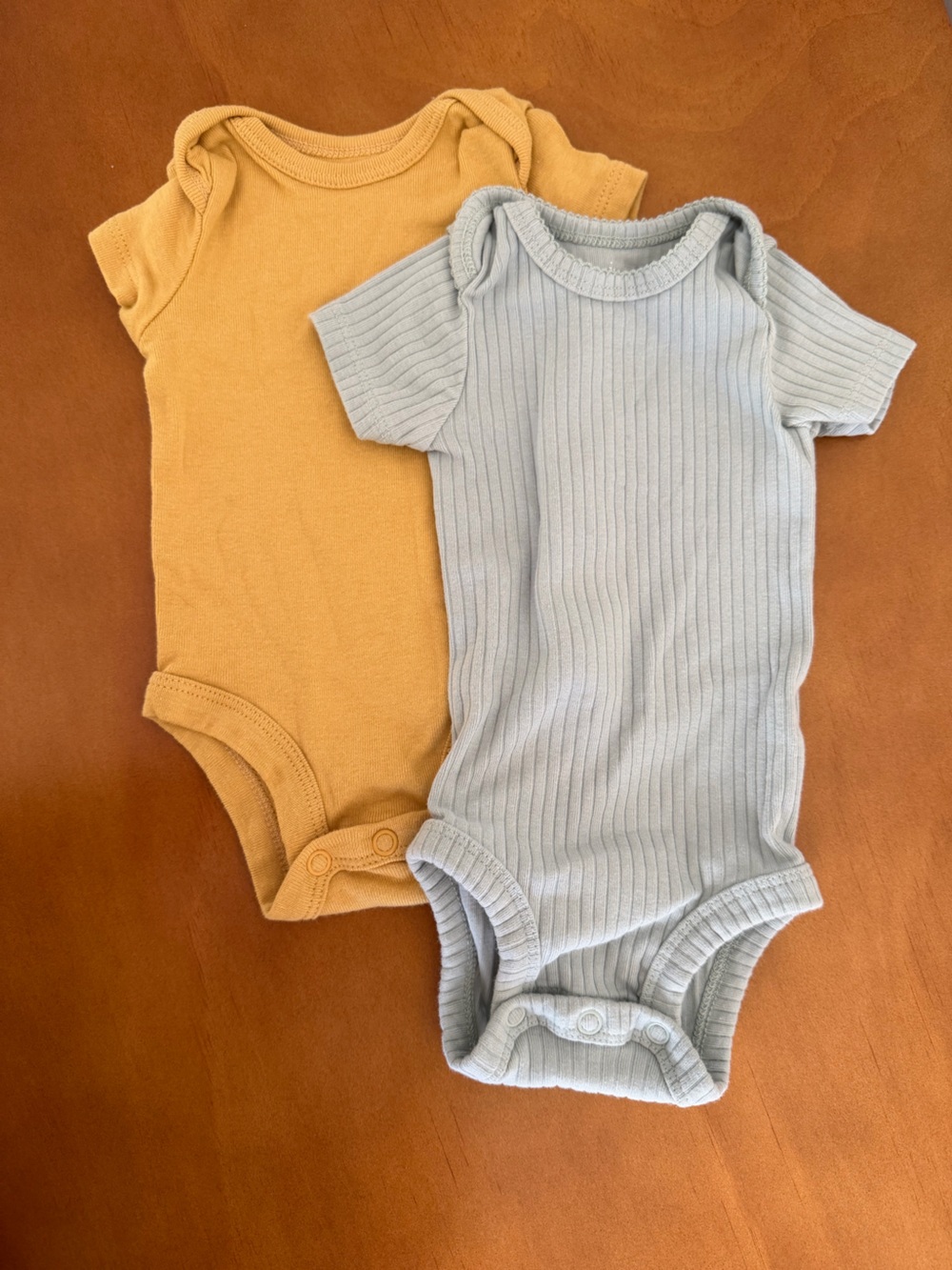 Carter's Newborn Bodysuits - Mustard and Light Blue/Green